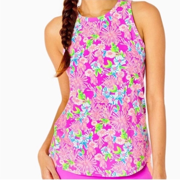 LILLY PULITZER Luxletic Westley floral tropical Tank top size XS - Picture 1 of 9